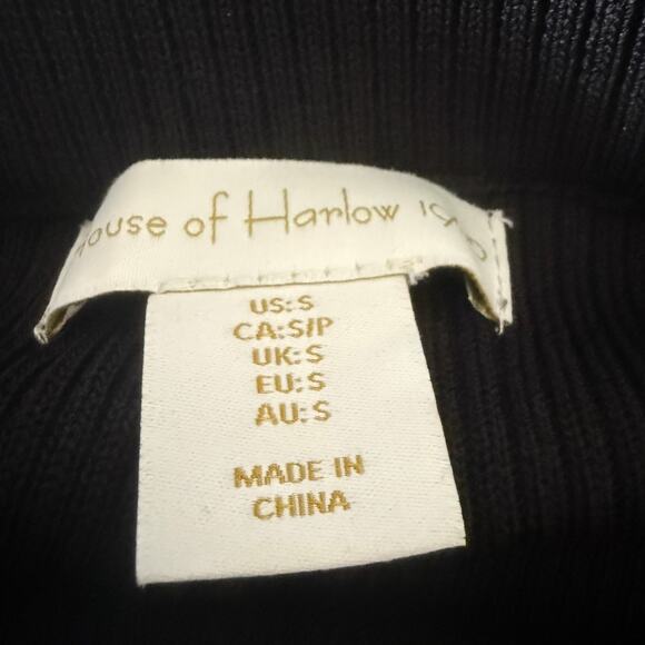 HOUSE of HARLOW 1960 | Black Rib Knit Flare Pants with White Stripe | Small - Picture 5 of 6